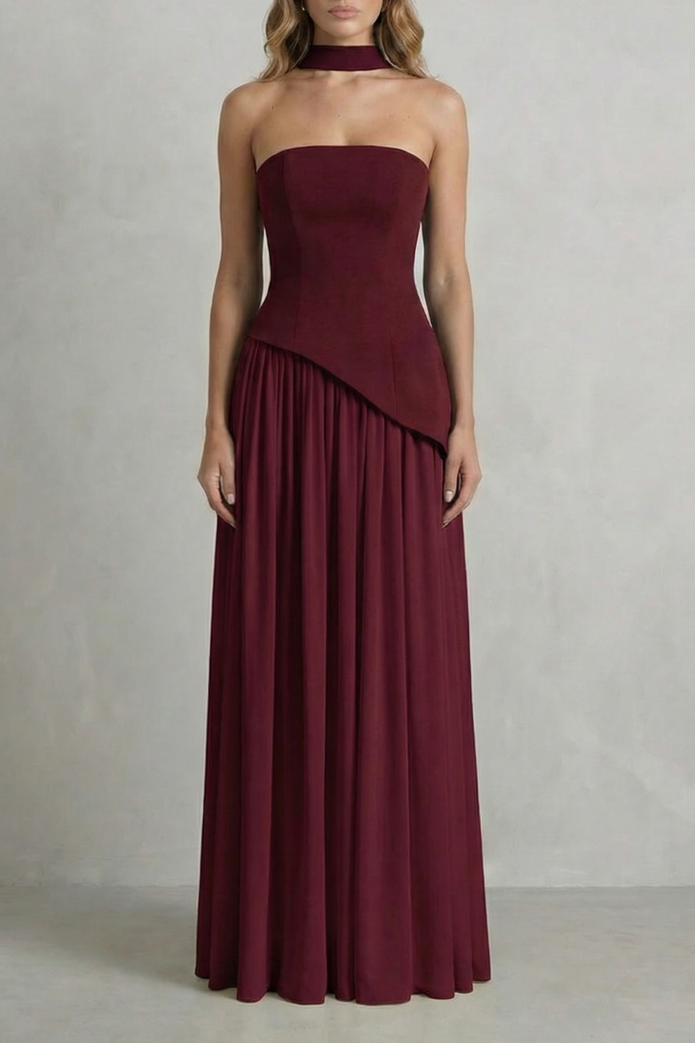Kacob | Strapless Satin Maxi Dress | Wedding Guest Dress