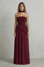 Kacob | Strapless Satin Maxi Dress | Wedding Guest Dress