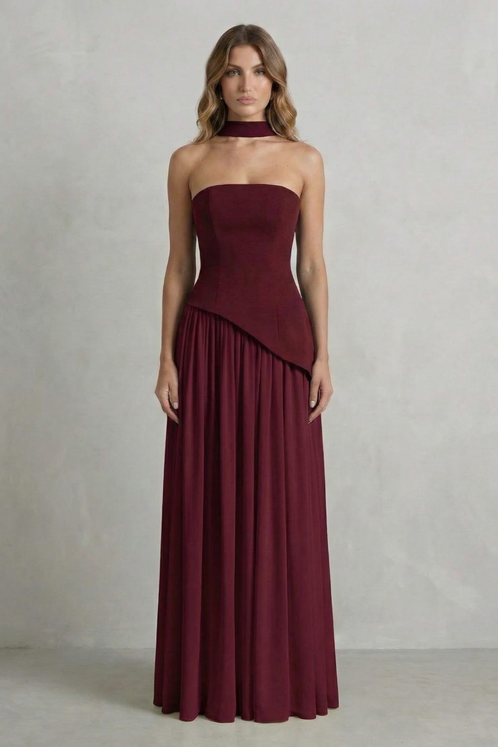 Kacob | Strapless Satin Maxi Dress | Wedding Guest Dress