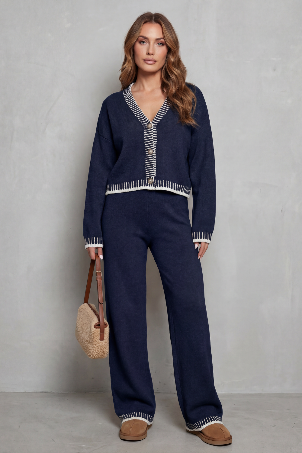 Kacob | Contrast Trim Knit Loungewear Set