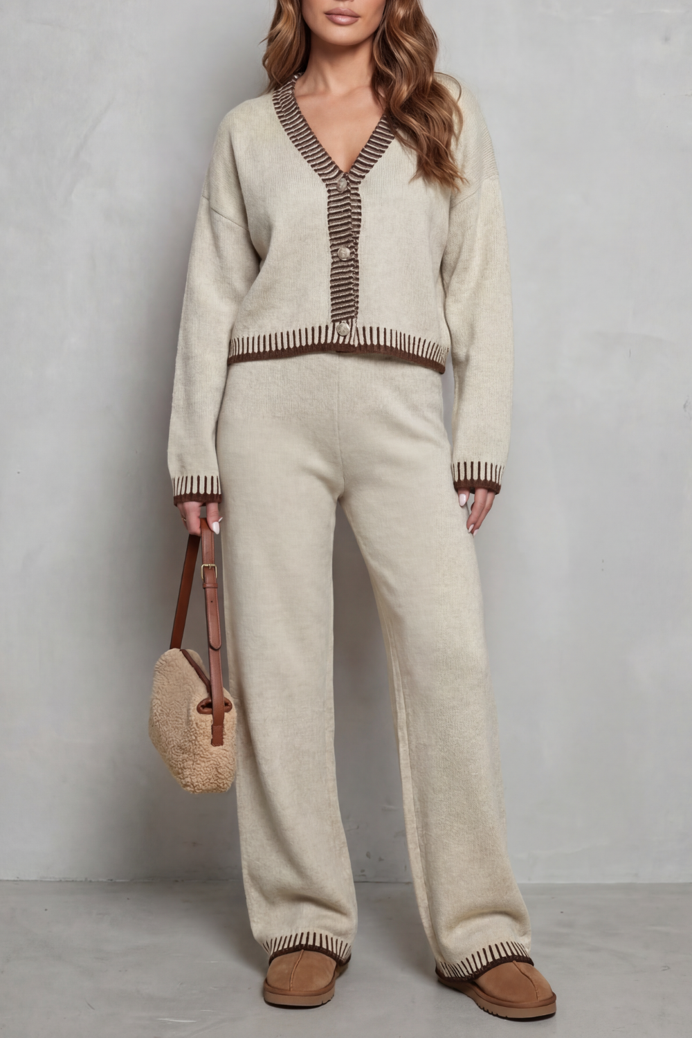Kacob | Contrast Trim Knit Loungewear Set
