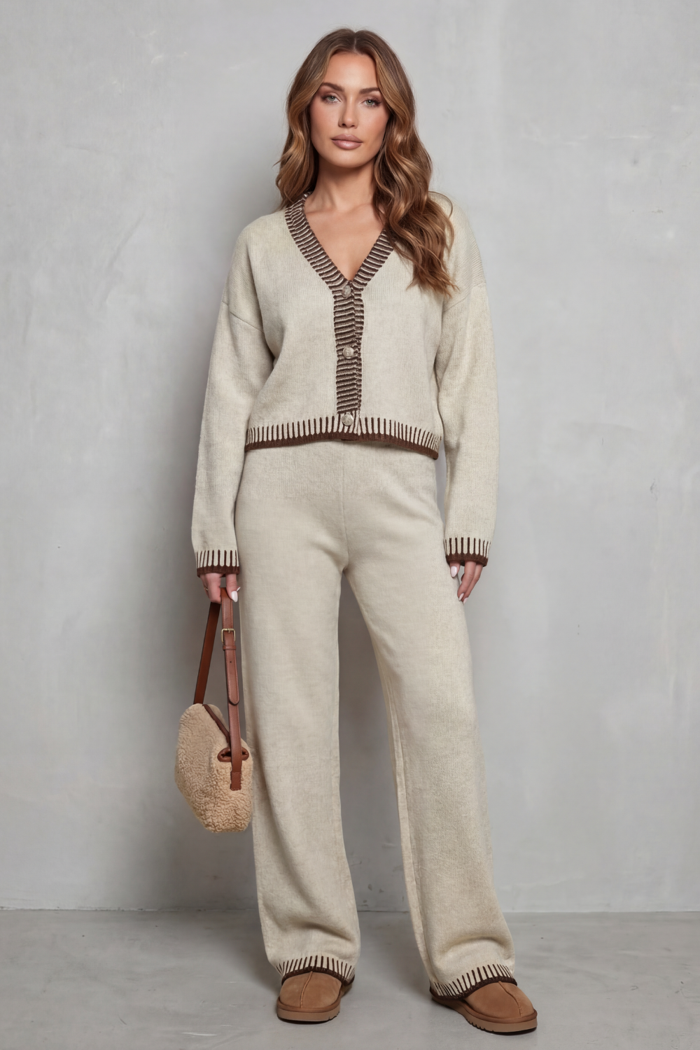 Kacob | Contrast Trim Knit Loungewear Set