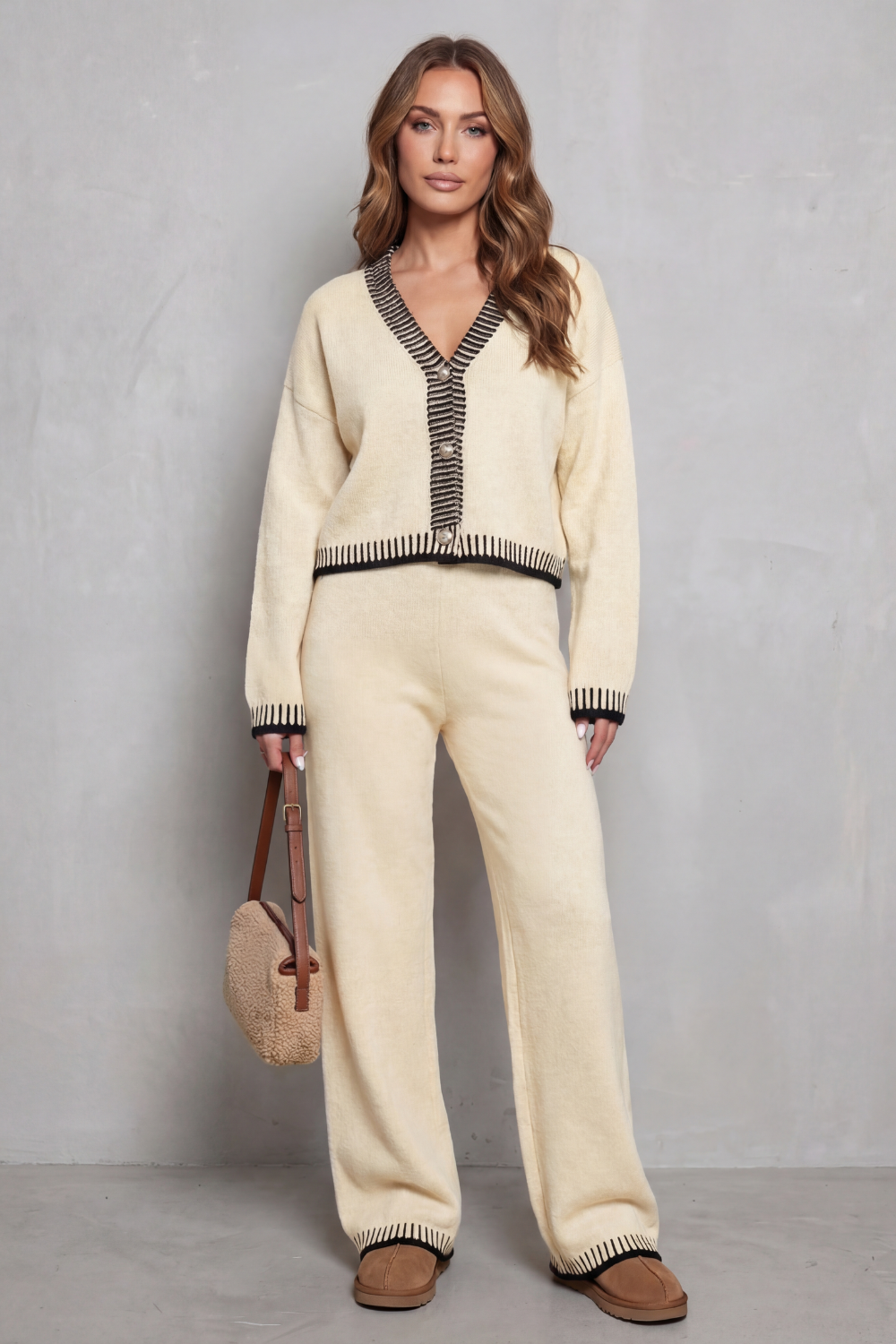Kacob | Contrast Trim Knit Loungewear Set