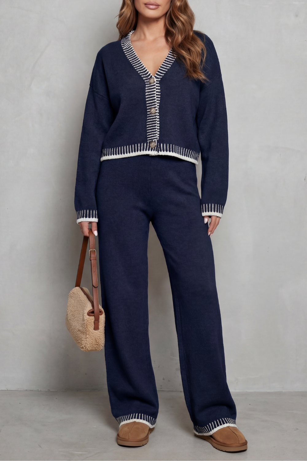Kacob | Contrast Trim Knit Loungewear Set