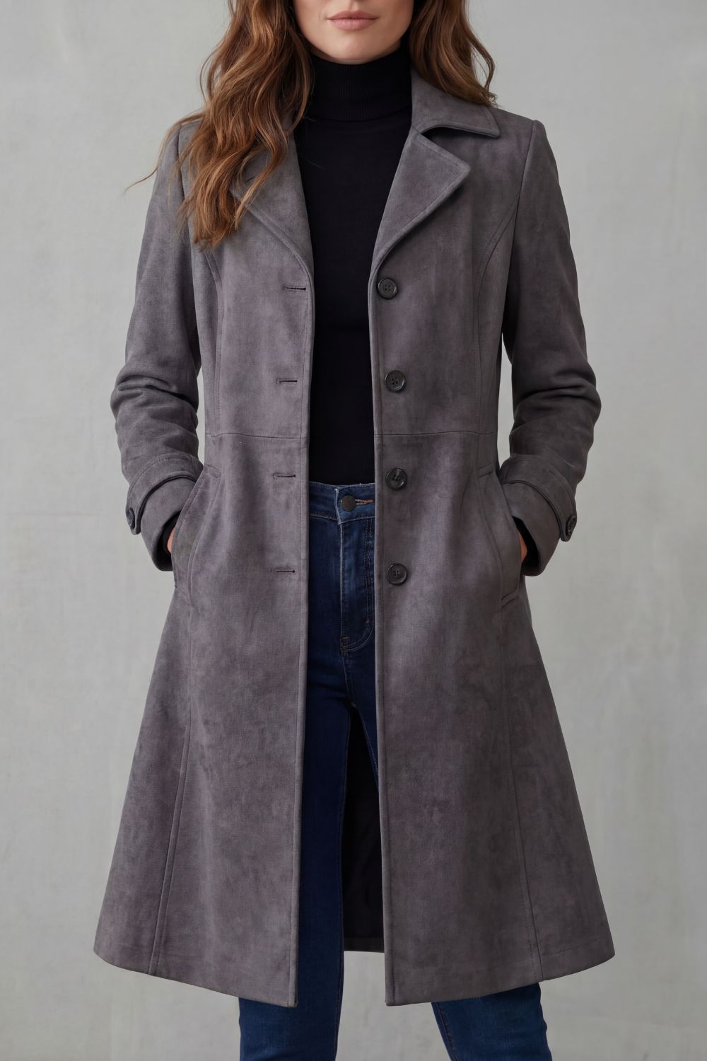 Kacob | Suede Effect Longline Coat
