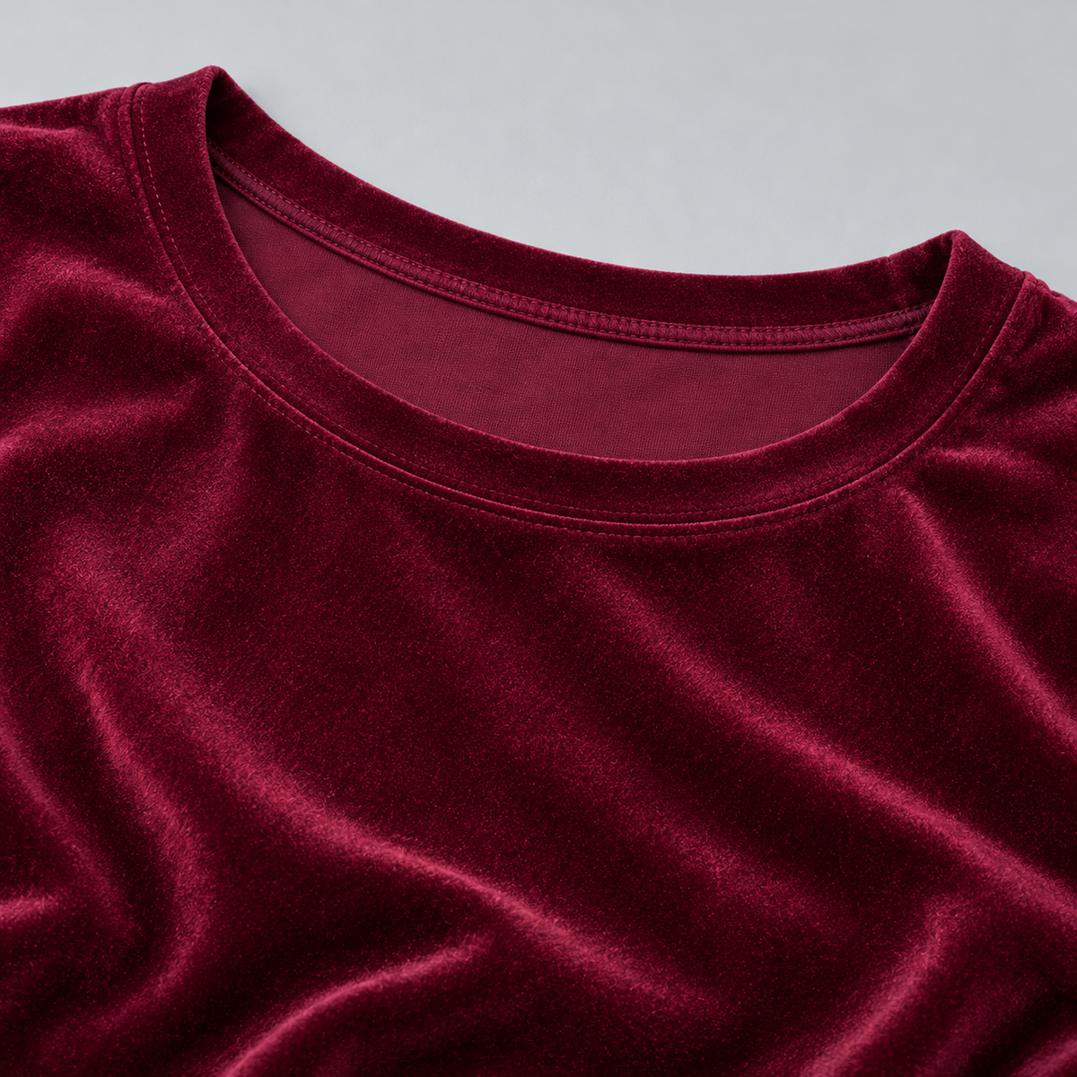 Kacob | Women's Velvet Co-Ord Set – Round Neck Long Sleeve Top and Wide Leg Trousers