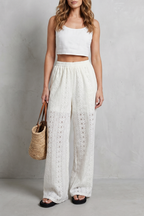 Kacob | Broderie Anglaise Wide Leg Trousers