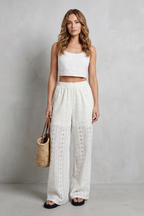 Kacob | Broderie Anglaise Wide Leg Trousers