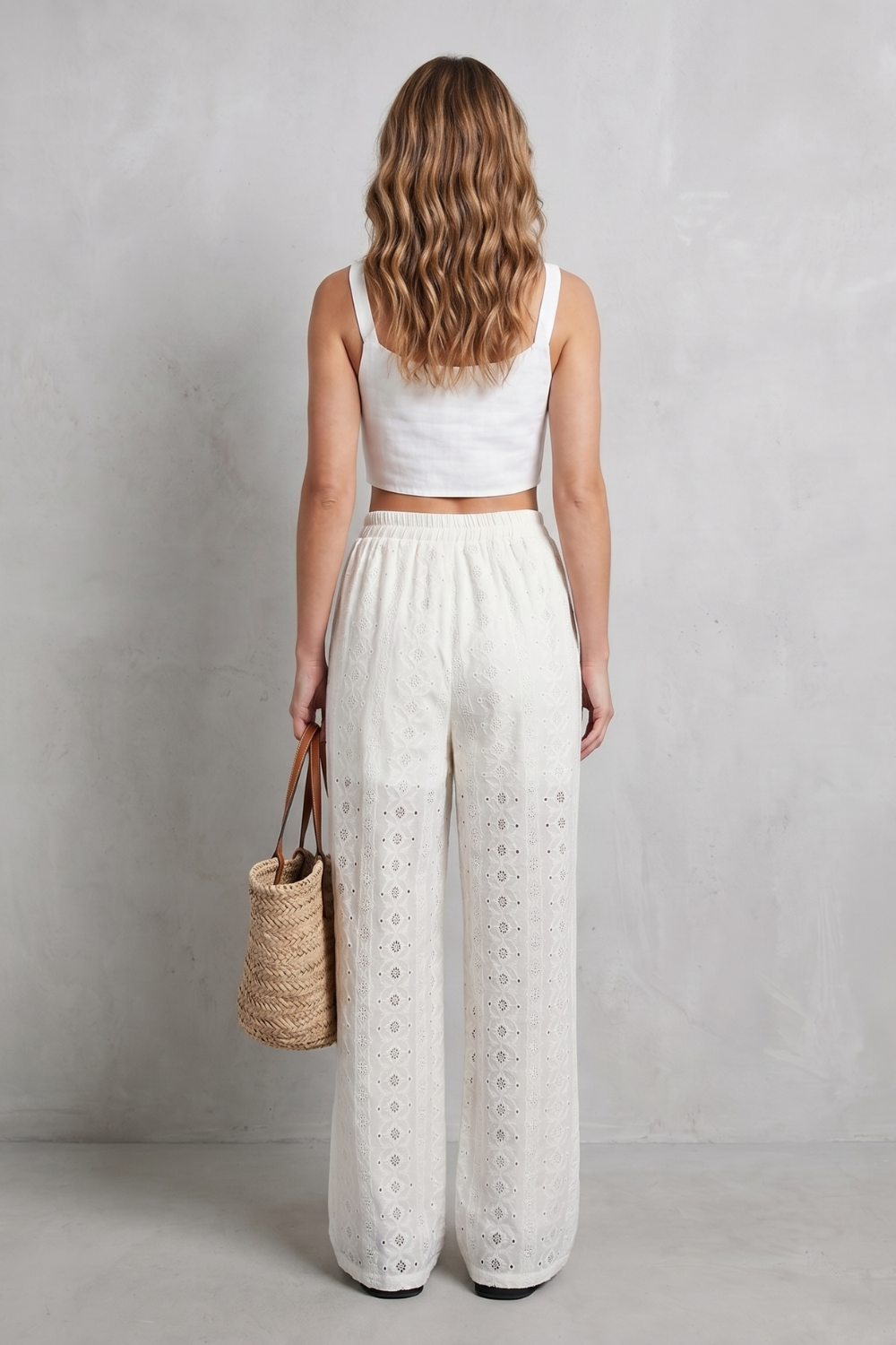 Kacob | Broderie Anglaise Wide Leg Trousers