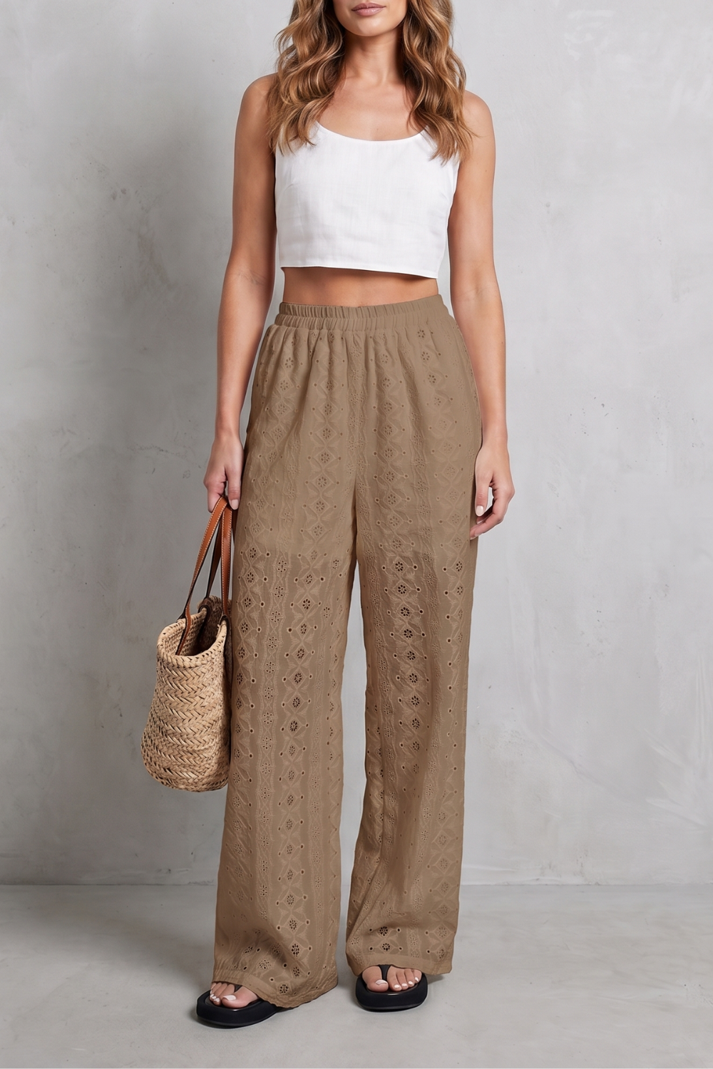 Kacob | Broderie Anglaise Wide Leg Trousers