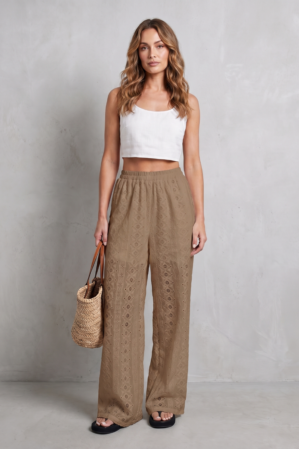 Kacob | Broderie Anglaise Wide Leg Trousers