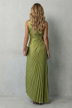 Kacob | One-Shoulder Pleated Maxi Dress with Cut-Out