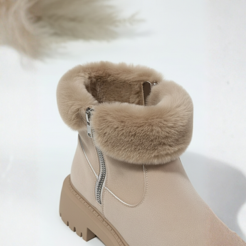 Kacob | Fur-Trim Chunky Ankle Boots