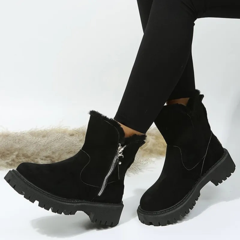 Kacob | Fur-Trim Chunky Ankle Boots