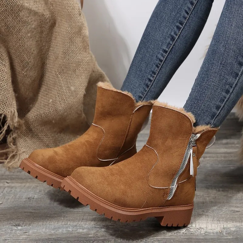 Kacob | Fur-Trim Chunky Ankle Boots