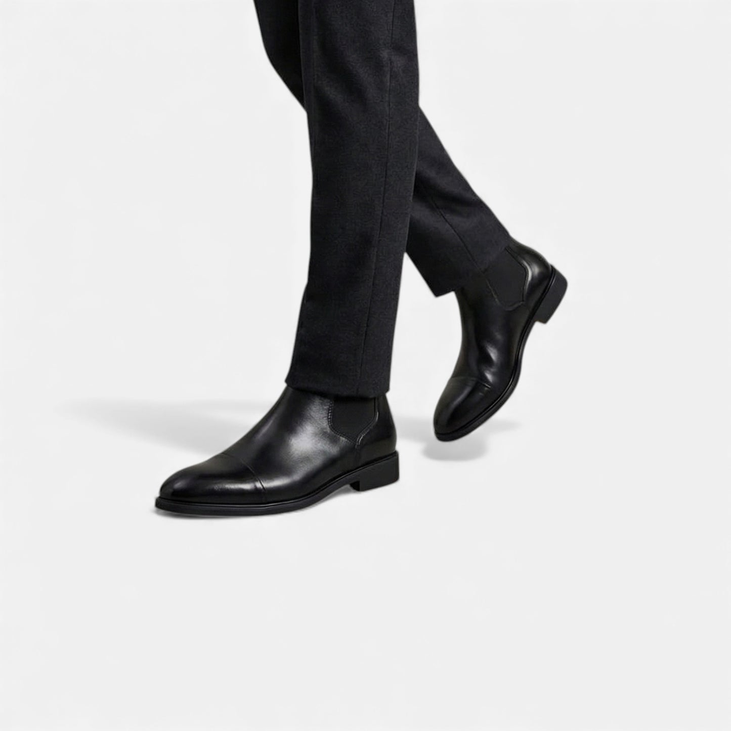 Kacob | Mens Leather Chelsea Boots Cap Toe