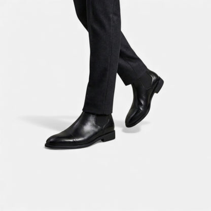 Kacob | Mens Leather Chelsea Boots Cap Toe