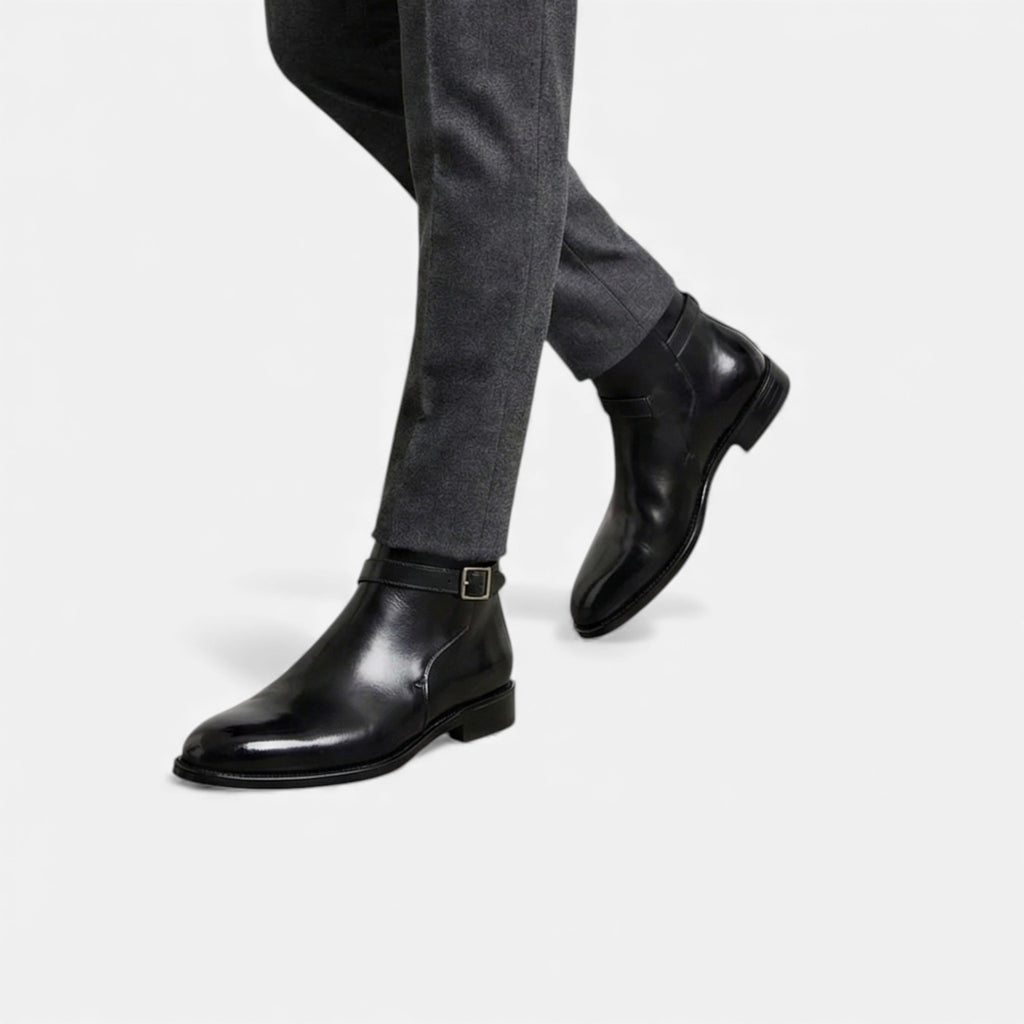 Kacob | Men's Leather Jodhpur Boots Slip On Black