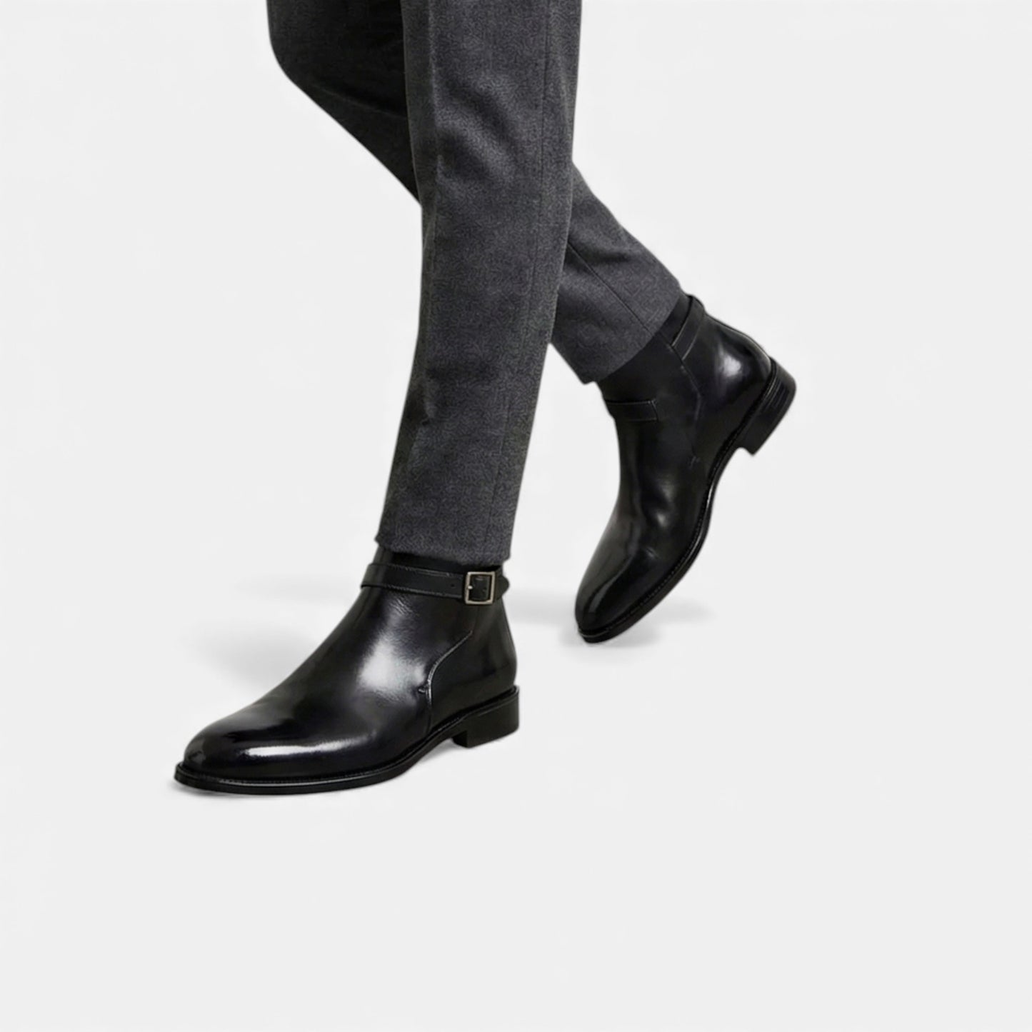 Kacob | Mens Leather Jodhpur Boots Slip On Black