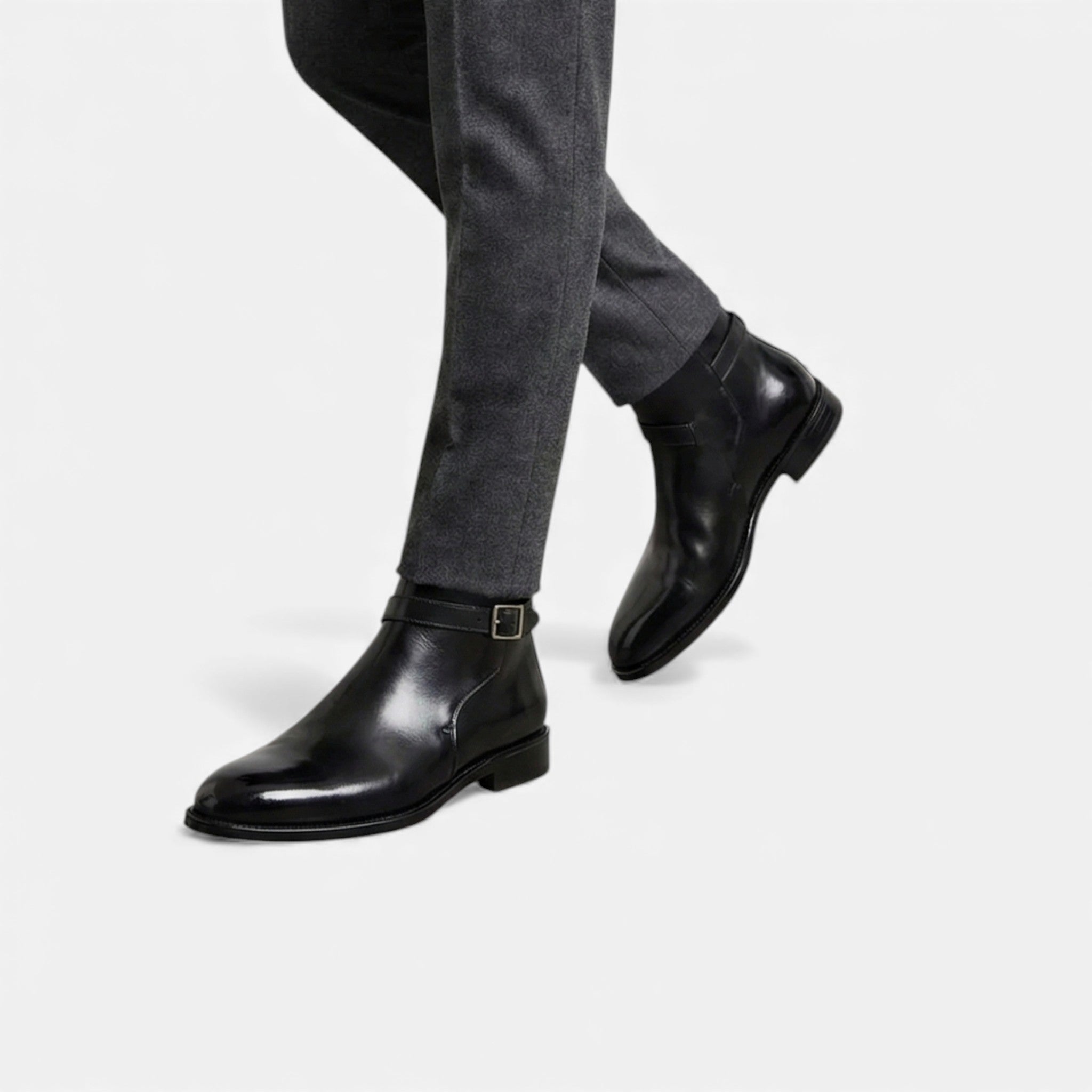 Kacob | Men's Leather Jodhpur Boots Slip On Black