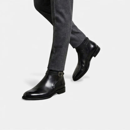 Kacob | Mens Leather Jodhpur Boots Slip On Black