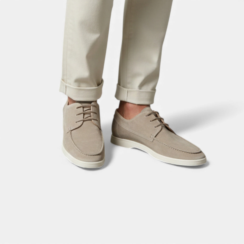 Kacob | Men's Textured Leather Lace Up Loafers