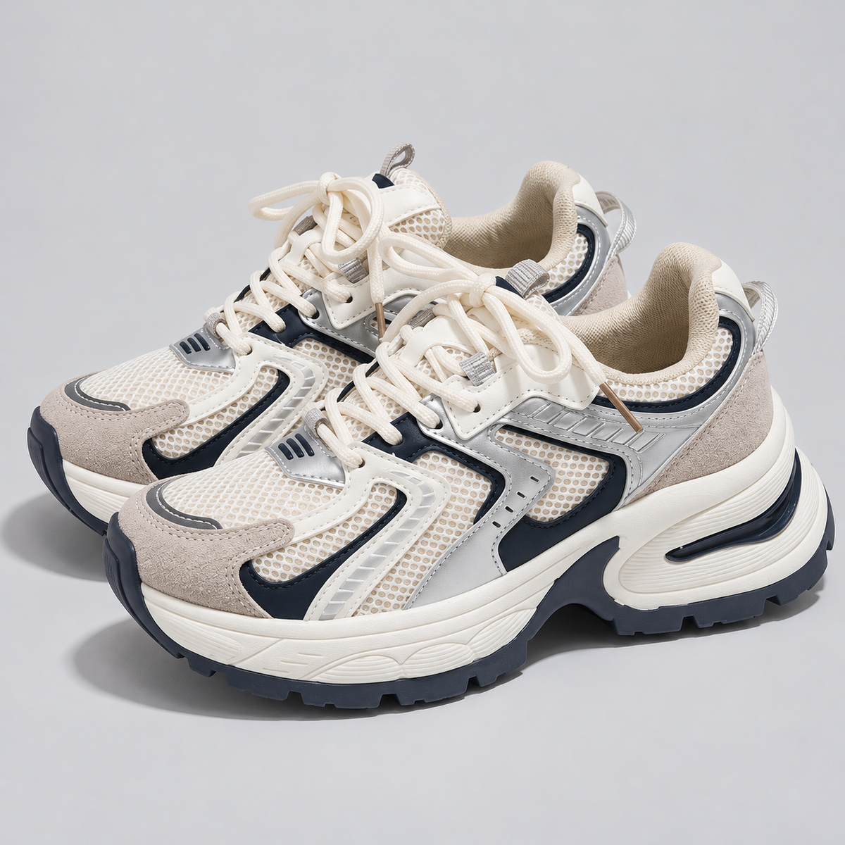 Kacob | Women's Chunky Platform Trainers – Mesh Panel Sneakers