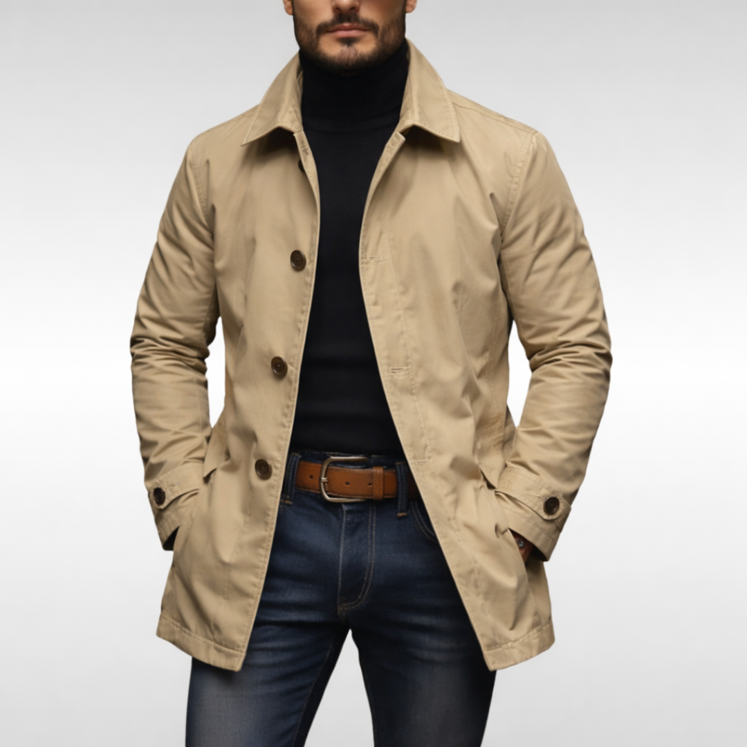 Kacob | Men's Long Trench Coat Single Breasted