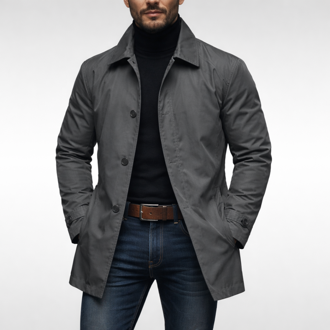 Kacob | Men's Long Trench Coat Single Breasted