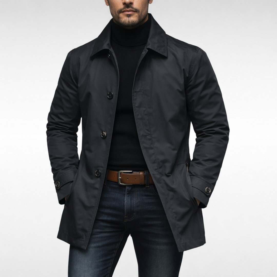 Kacob | Men's Long Trench Coat Single Breasted
