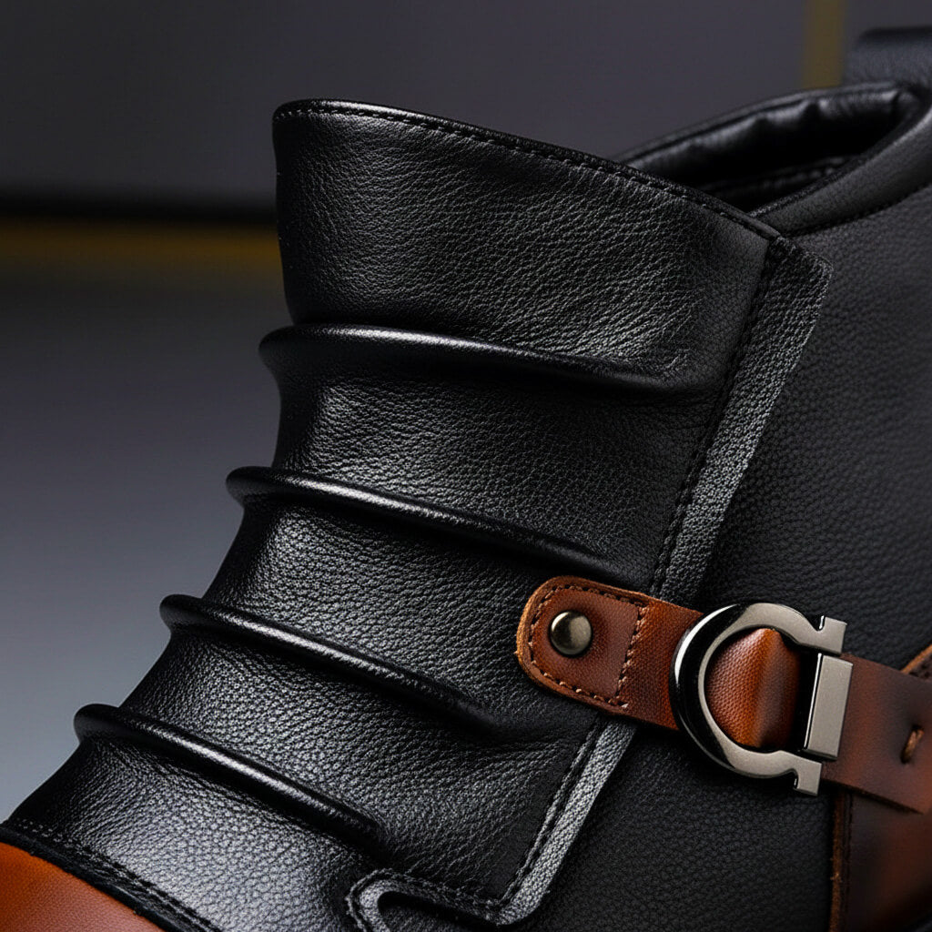 Kacob | Two-Tone Buckle Leather Boots
