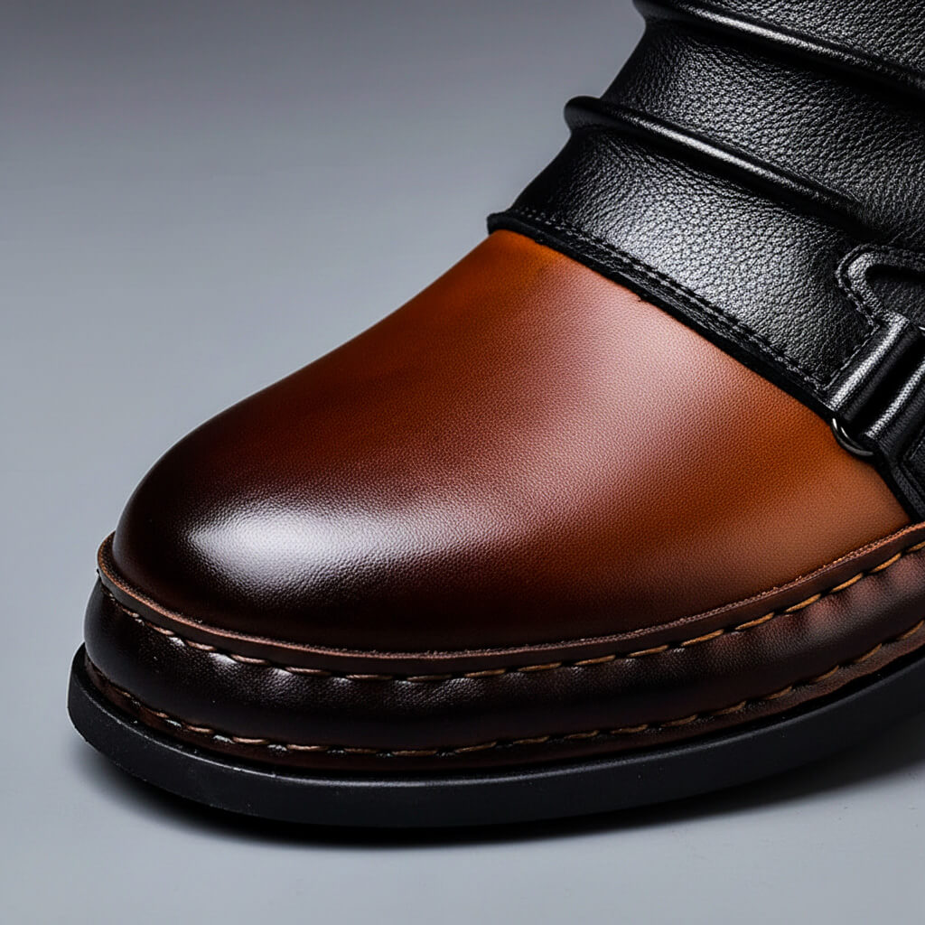 Kacob | Two-Tone Buckle Leather Boots