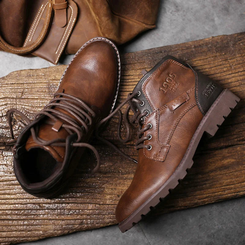 Kacob | Men's Leather Lace-Up Ankle Boots