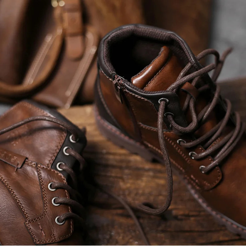 Kacob | Men's Leather Lace-Up Ankle Boots