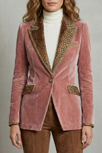Kacob | Leopard Trim Velvet Blazer