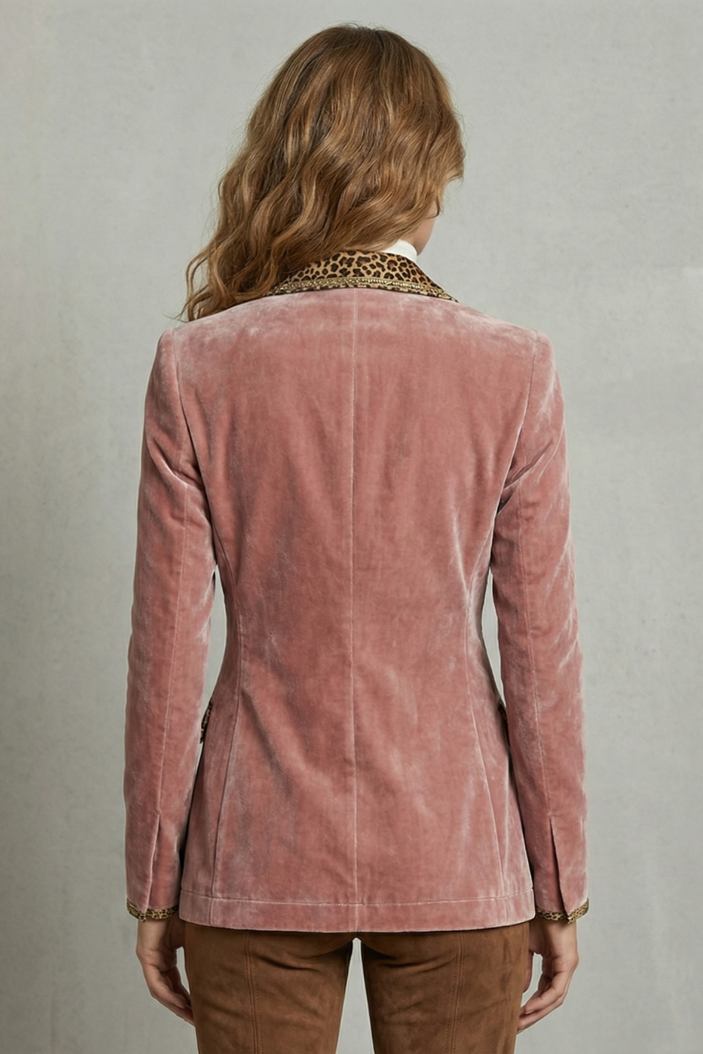 Kacob | Leopard Trim Velvet Blazer