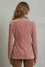 Kacob | Leopard Trim Velvet Blazer