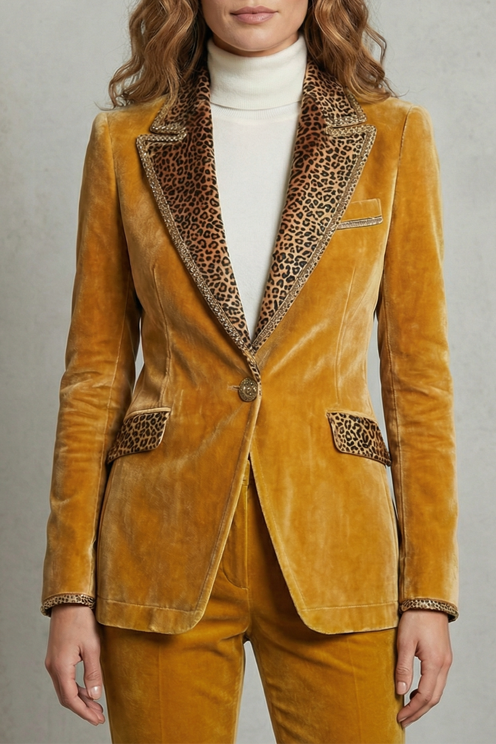 Kacob | Leopard Trim Velvet Blazer