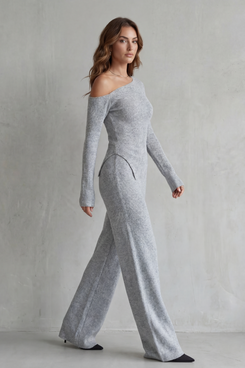 Kacob | Asymmetric Ribbed Knit Co-ord
