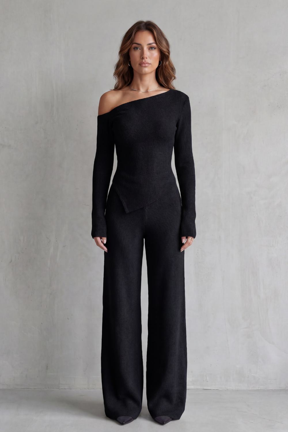 Kacob | Asymmetric Ribbed Knit Co-ord