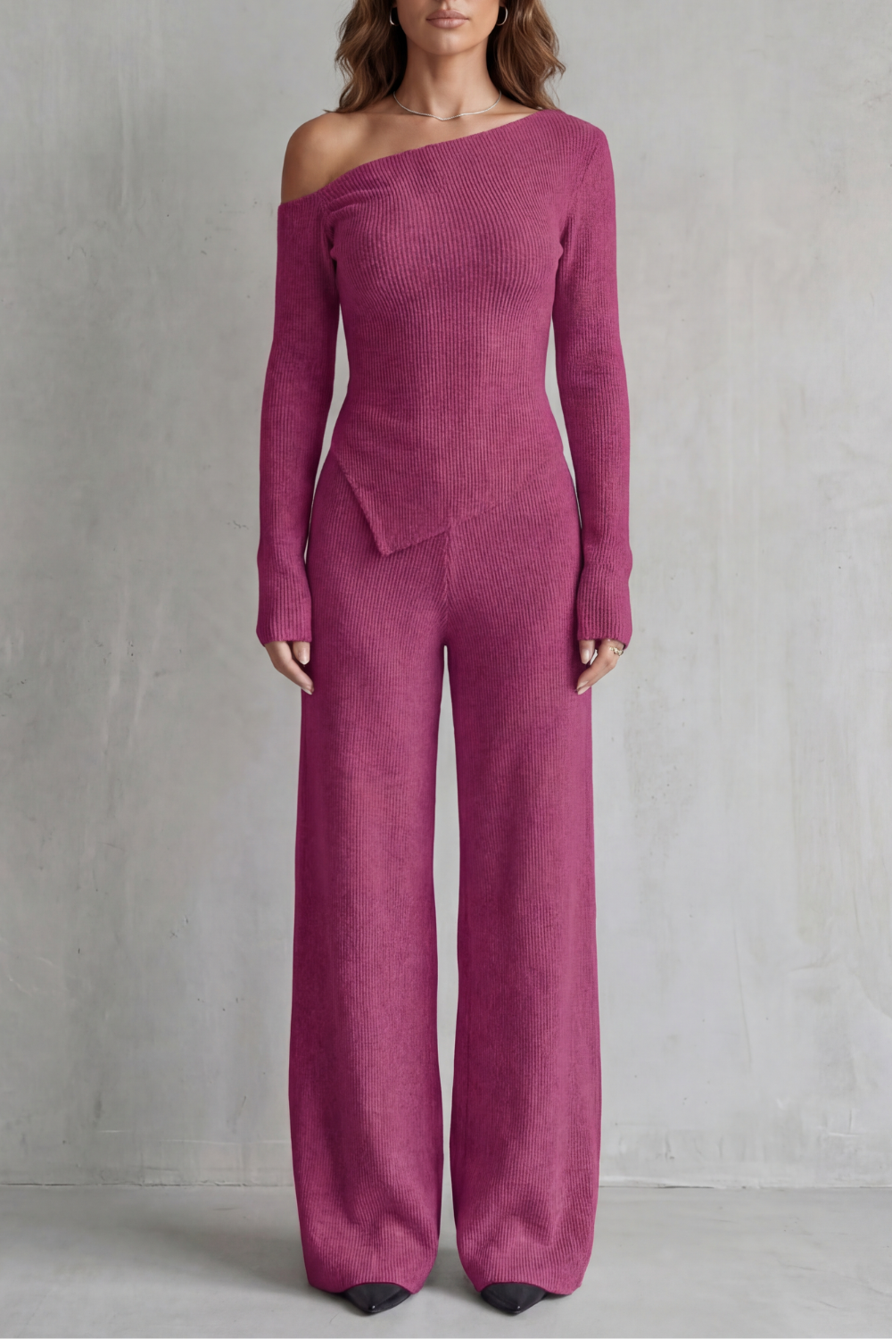 Kacob | Asymmetric Ribbed Knit Co-ord