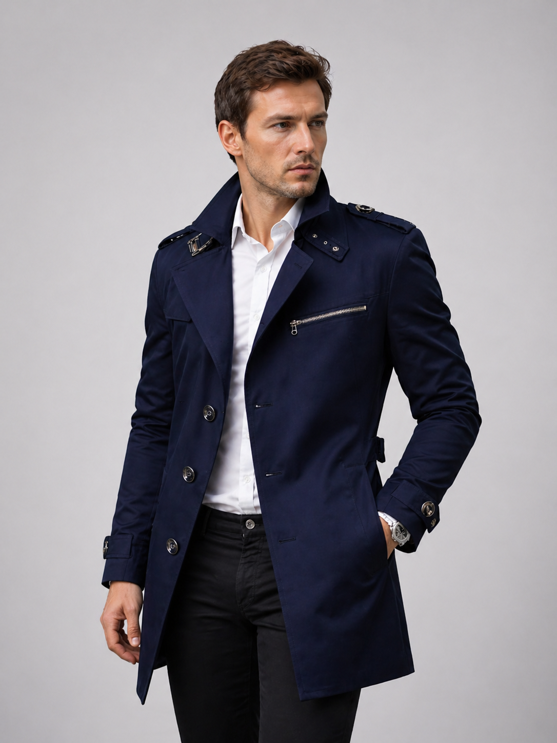 Kacob | Men's Double-Breasted Trench Coat