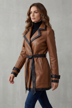 Kacob | Faux Leather Belted Trench Coat