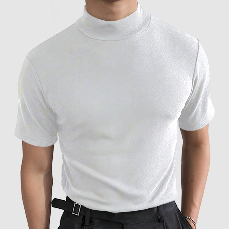Kacob | Mock Neck Stretch T-Shirt
