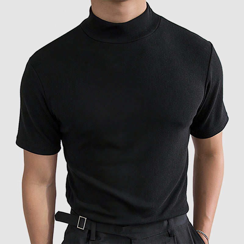 Kacob | Mock Neck Stretch T-Shirt