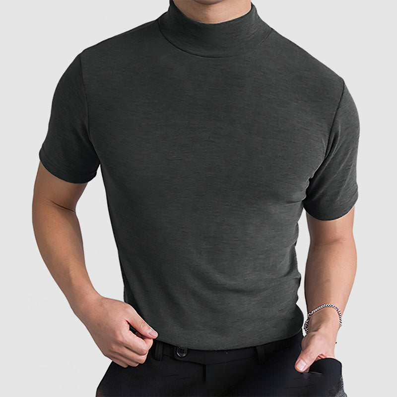 Kacob | Mock Neck Stretch T-Shirt