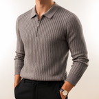Kacob | Ribbed Knit Half Zip Polo Sweater – Quarter Zip Jumper
