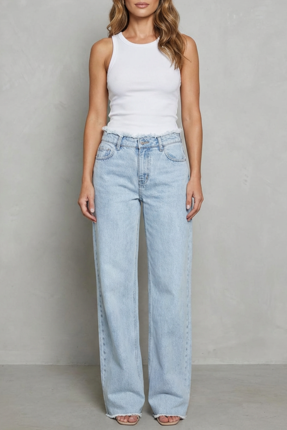 Kacob | Raw Hem Wide Leg Jeans