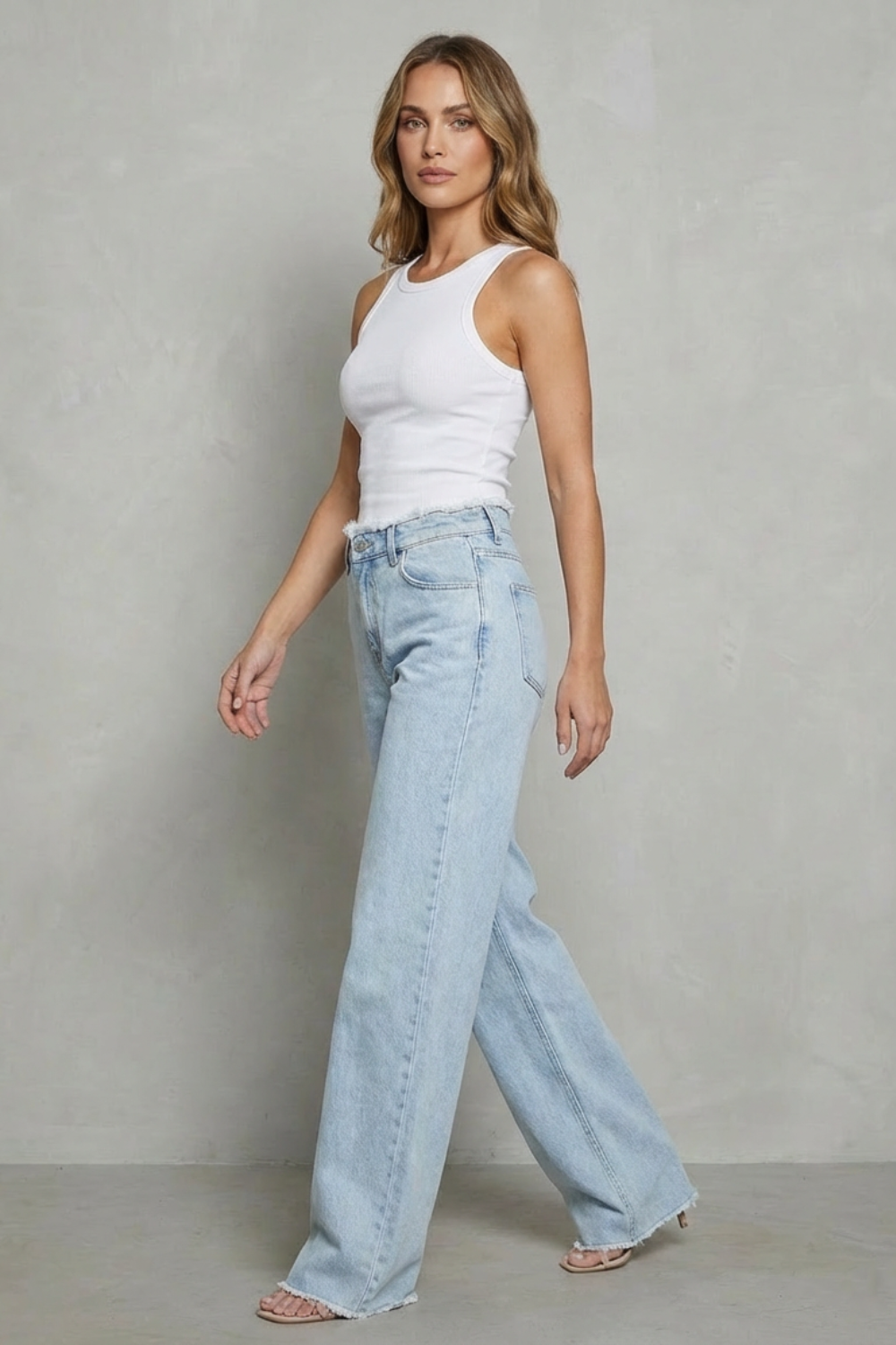 Kacob | Raw Hem Wide Leg Jeans