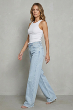 Kacob | Raw Hem Wide Leg Jeans